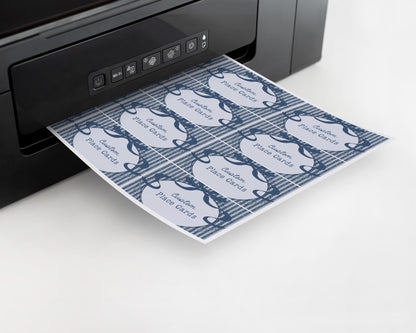 Blue Jean Baby Shower Place Cards Template, Denim Baby Sprinkle, Americana Brunch with Mom to Be WP1089