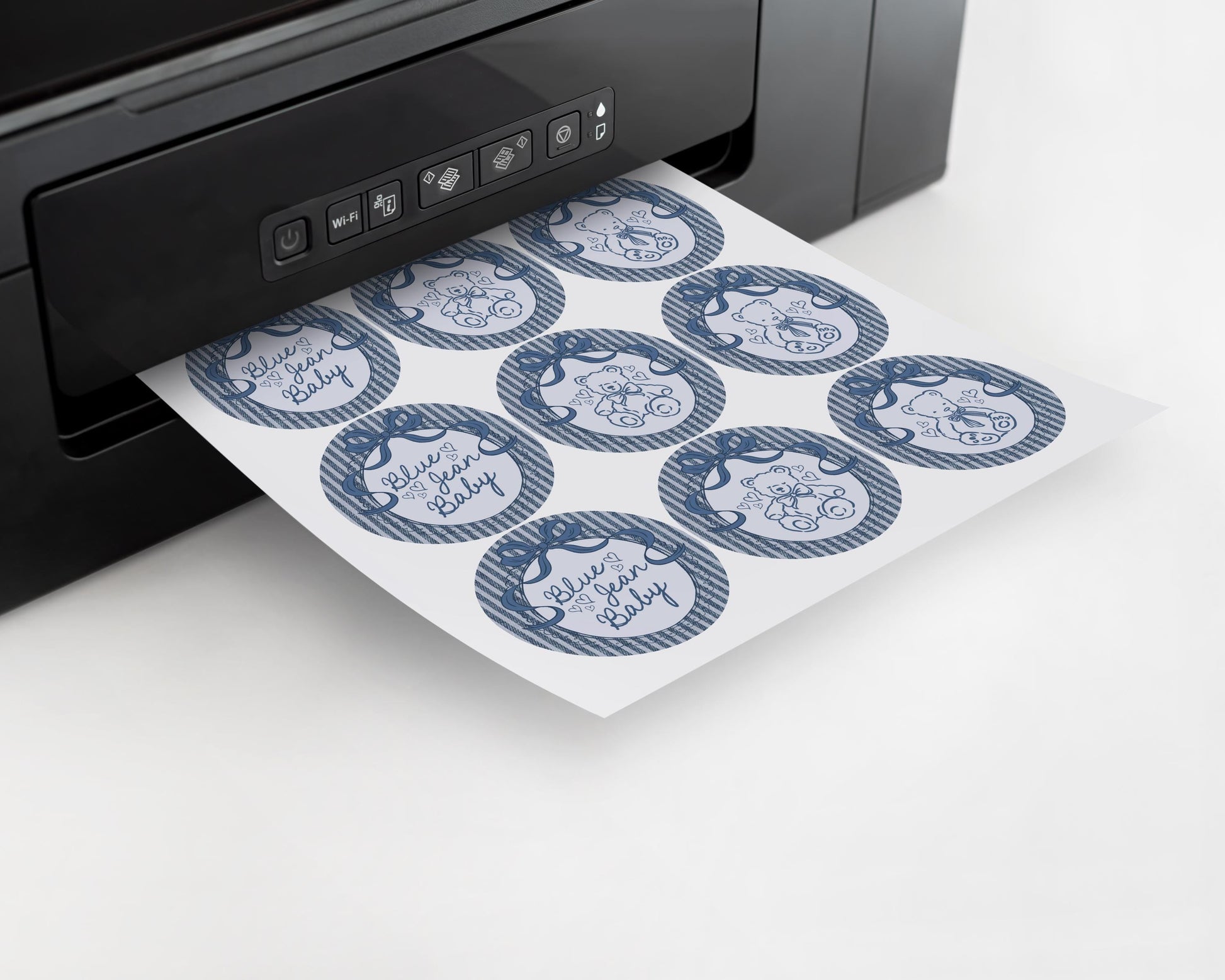 Blue Jean Baby Shower Cupcake Toppers Template, Denim Baby Sprinkle, Americana Brunch with Mom to Be WP1089