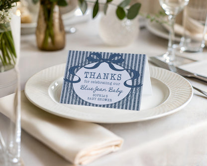 Blue Jean Baby Shower Thank You Card Template, Denim Baby Sprinkle, Americana Brunch with Mom to Be WP1089