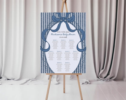 Blue Jean Baby Shower Seating Chart Poster Template, Denim Baby Sprinkle, Americana Brunch with Mom to Be WP1089