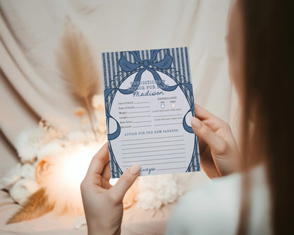 Blue Jean Baby Shower Advice for Baby Cards Template, Denim Baby Sprinkle, Americana Brunch with Mom to Be WP1089