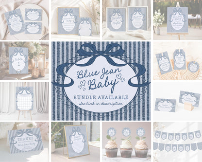 Blue Jean Baby Shower Advice for Baby Cards Template, Denim Baby Sprinkle, Americana Brunch with Mom to Be WP1089