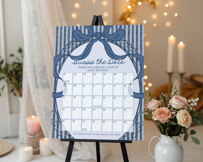 Blue Jean Baby Shower Guess the Date Game Template, Denim Baby Sprinkle Games, Americana Brunch with Mom to Be WP1089