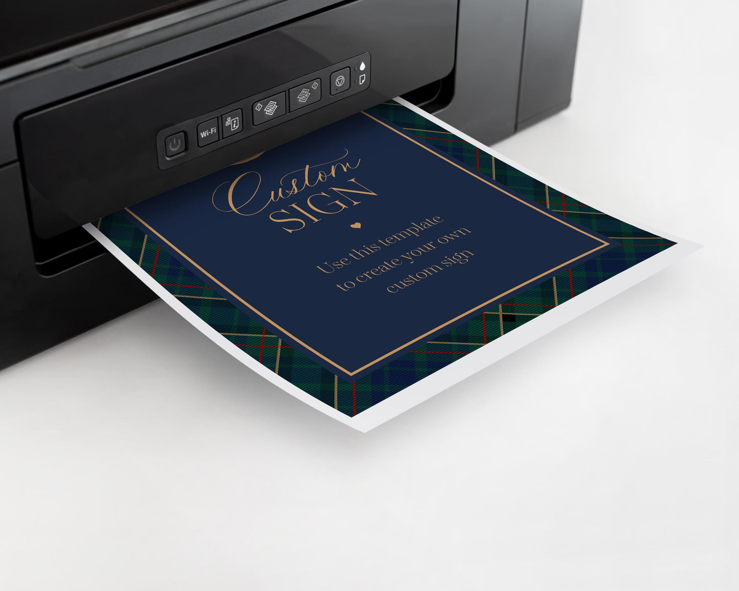 Classic Rocking Horse Custom Sign Template, Blue Tartan Plaid Baby Shower, Old Money Timeless First Birthday Party WP1087