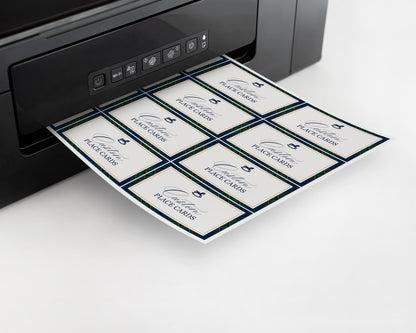 Classic Rocking Horse Place Cards Template, Blue Tartan Plaid Baby Shower, Old Money Timeless First Birthday Party WP1087