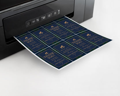 Classic Rocking Horse Birthday Party Favor Tags Template, Blue Tartan Plaid First Birthday Party, Old Money Timeless Bday Celebration WP1087