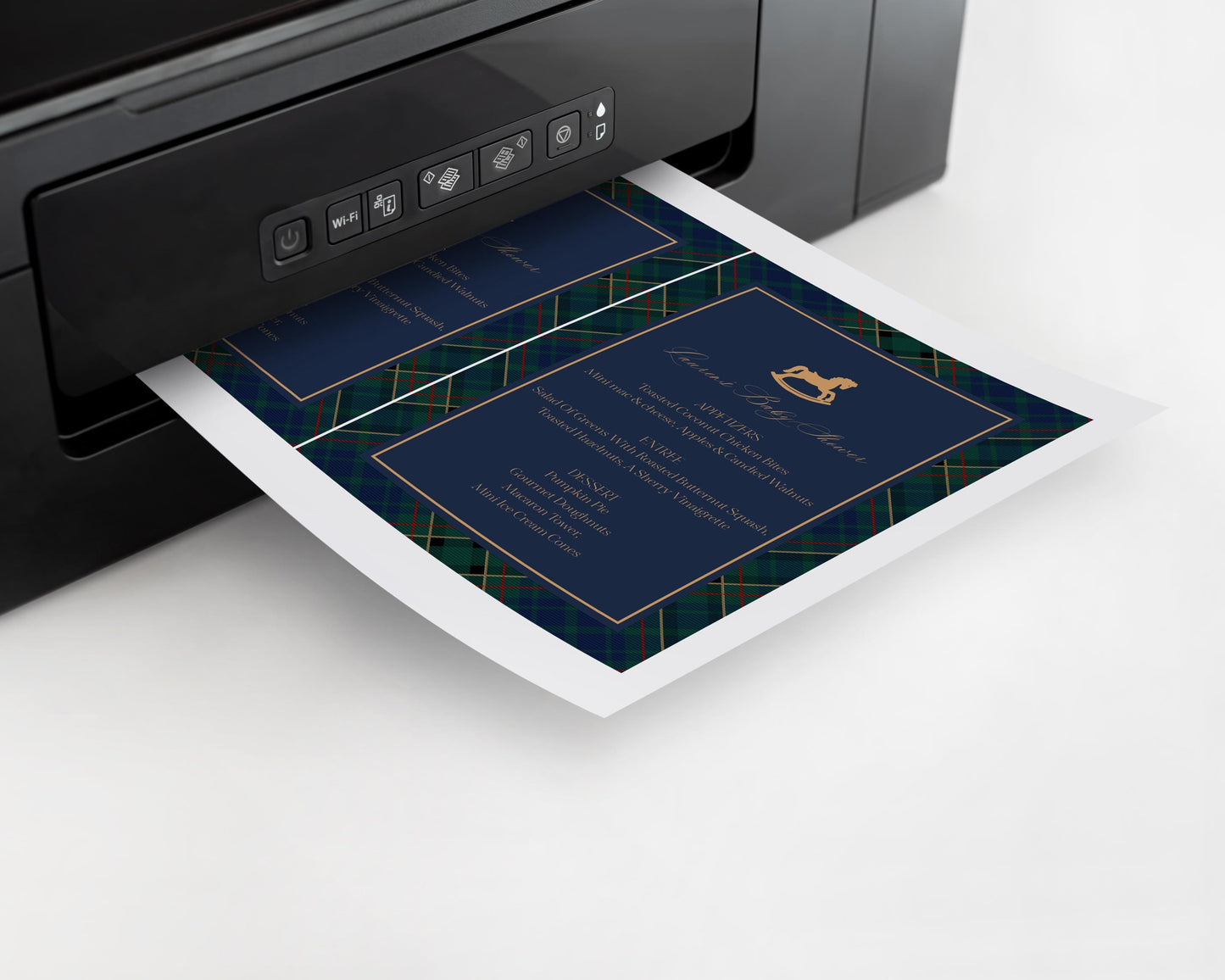 Classic Rocking Horse Table Number Cards Template, Blue Tartan Plaid Baby Shower, Old Money Timeless First Birthday Party WP1087