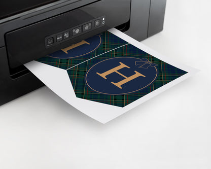 Classic Rocking Horse 1st Birthday Highchair Banner Template, Blue Tartan Plaid First Birthday Party, Old Money Timeless Bday Party WP1087