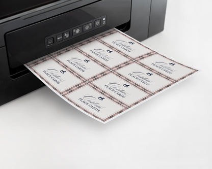 Classic Rocking Horse Place Cards Template, Pink Tartan Plaid Baby Shower, Old Money Timeless First Birthday Party WP1088