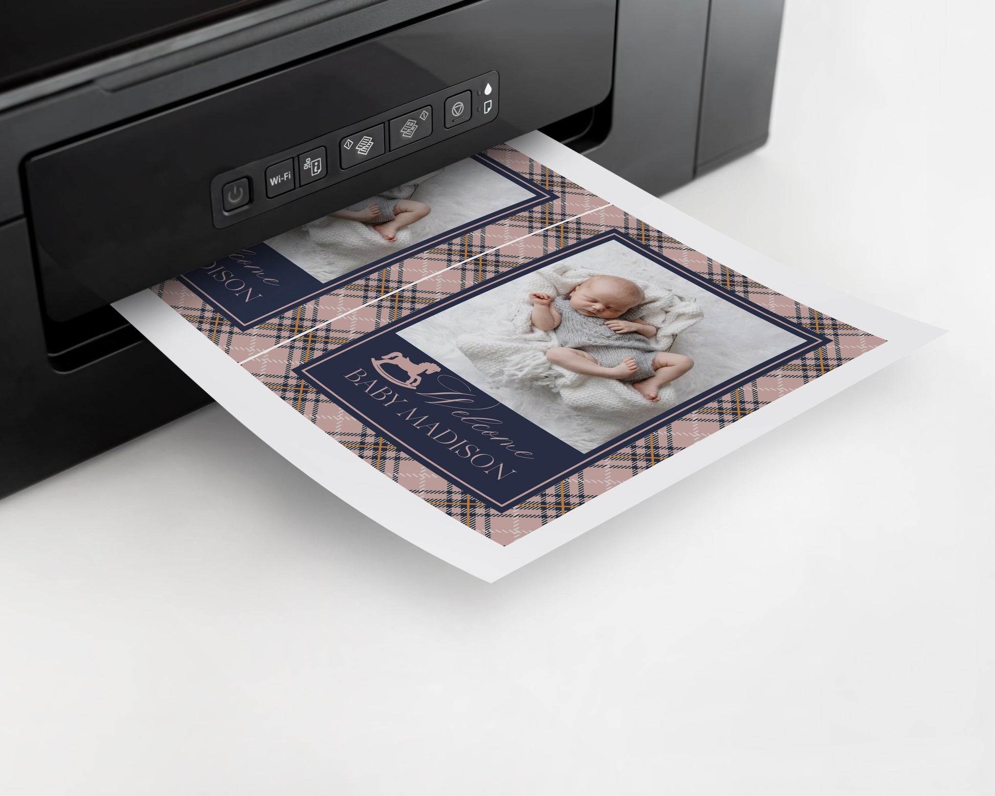 Classic Rocking Horse 1st Birthday Milestone Banner Template, Pink Tartan Plaid First Birthday Party, Old Money Timeless Bday Party WP1088