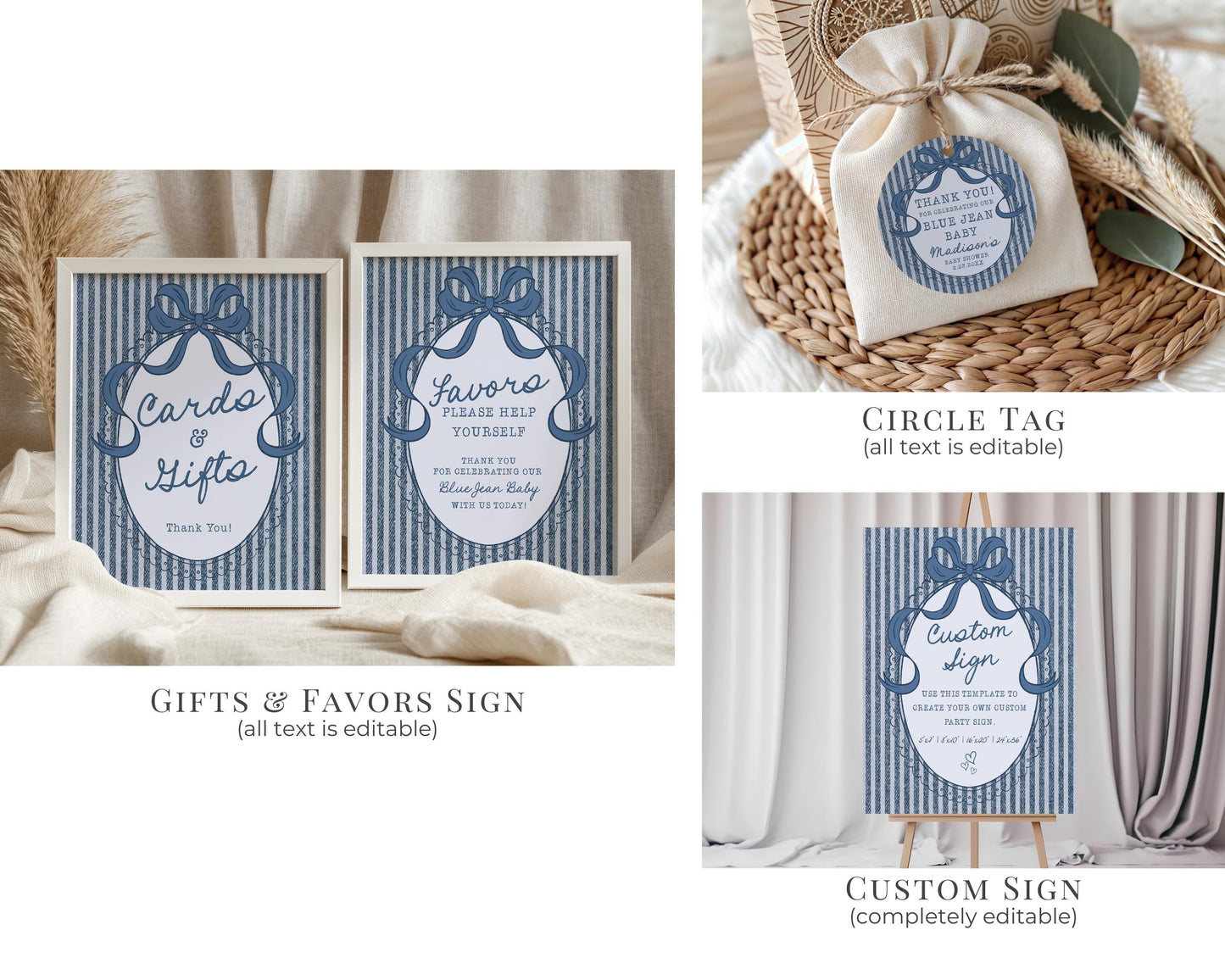 Blue Jean Baby Shower Bundle Printable Template, Denim Baby Sprinkle, Americana Brunch with Mom to Be WP1089