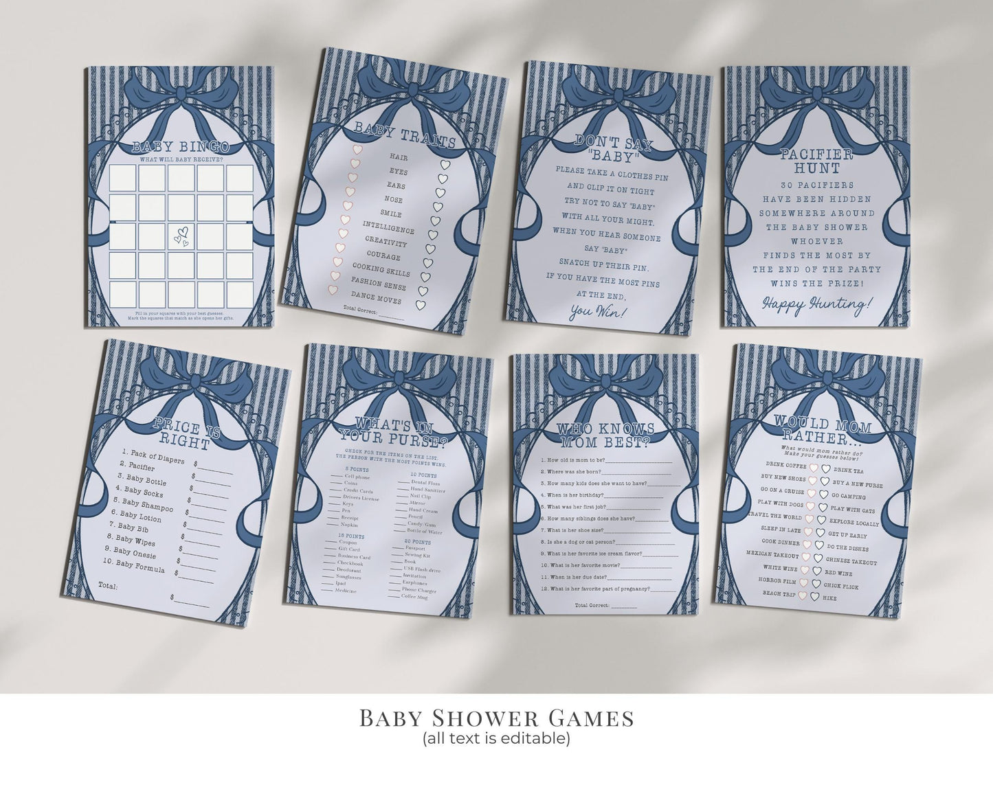Blue Jean Baby Shower Bundle Printable Template, Denim Baby Sprinkle, Americana Brunch with Mom to Be WP1089