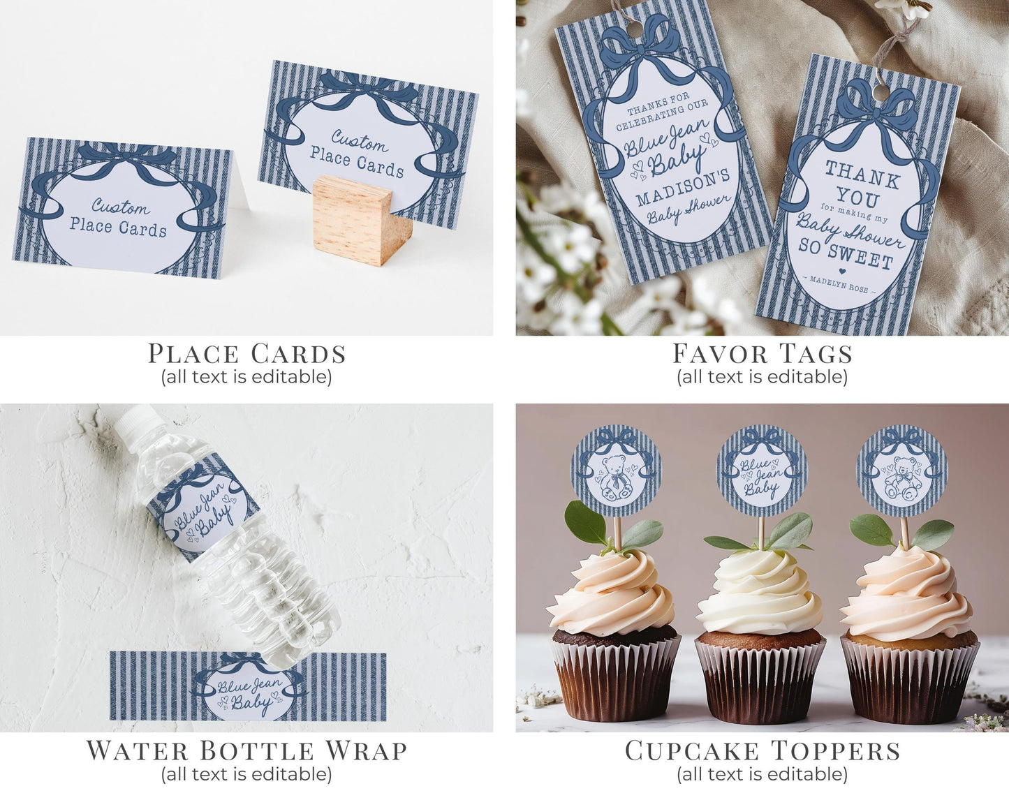 Blue Jean Baby Shower Bundle Printable Template, Denim Baby Sprinkle, Americana Brunch with Mom to Be WP1089