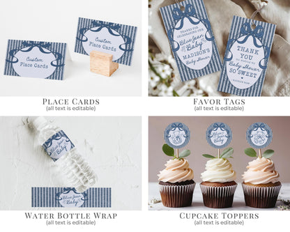 Blue Jean Baby Shower Bundle Printable Template, Denim Baby Sprinkle, Americana Brunch with Mom to Be WP1089