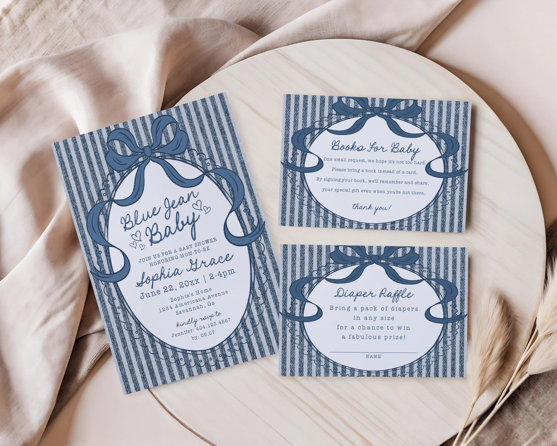 Blue Jean Baby Shower Invitation Printable Template, Denim Baby Sprinkle, Americana Brunch with Mom to Be WP1089