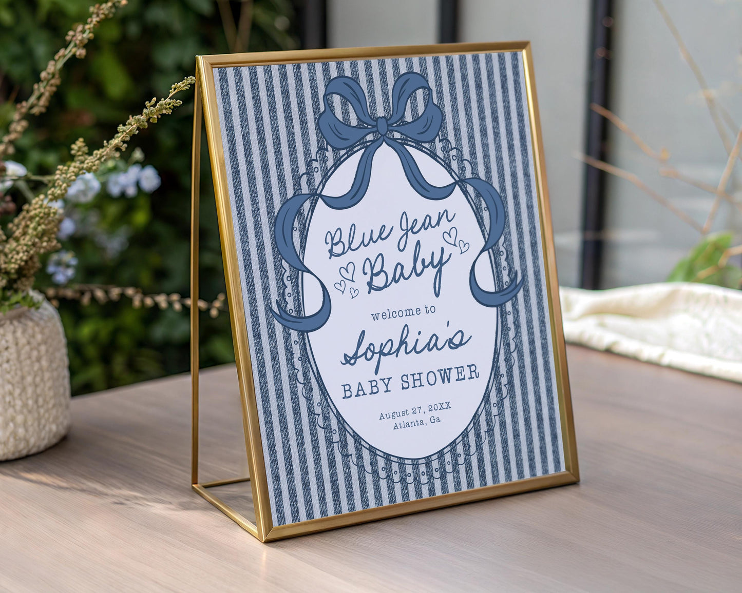 Blue Jean Baby Shower Welcome Sign Template, Denim Baby Sprinkle, Americana Brunch with Mom to Be WP1089