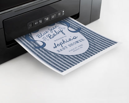 Blue Jean Baby Shower Welcome Sign Template, Denim Baby Sprinkle, Americana Brunch with Mom to Be WP1089