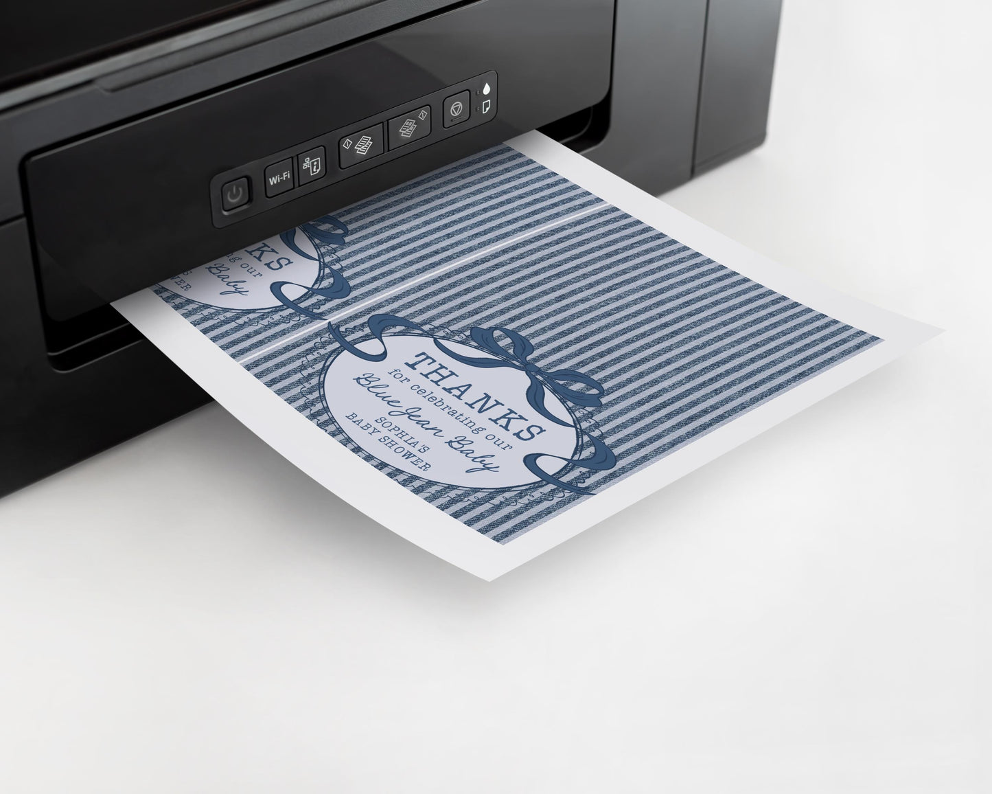 Blue Jean Baby Shower Thank You Card Template, Denim Baby Sprinkle, Americana Brunch with Mom to Be WP1089