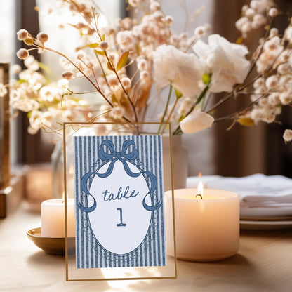 Blue Jean Baby Shower Table Number Cards Template, Denim Baby Sprinkle, Americana Brunch with Mom to Be WP1089