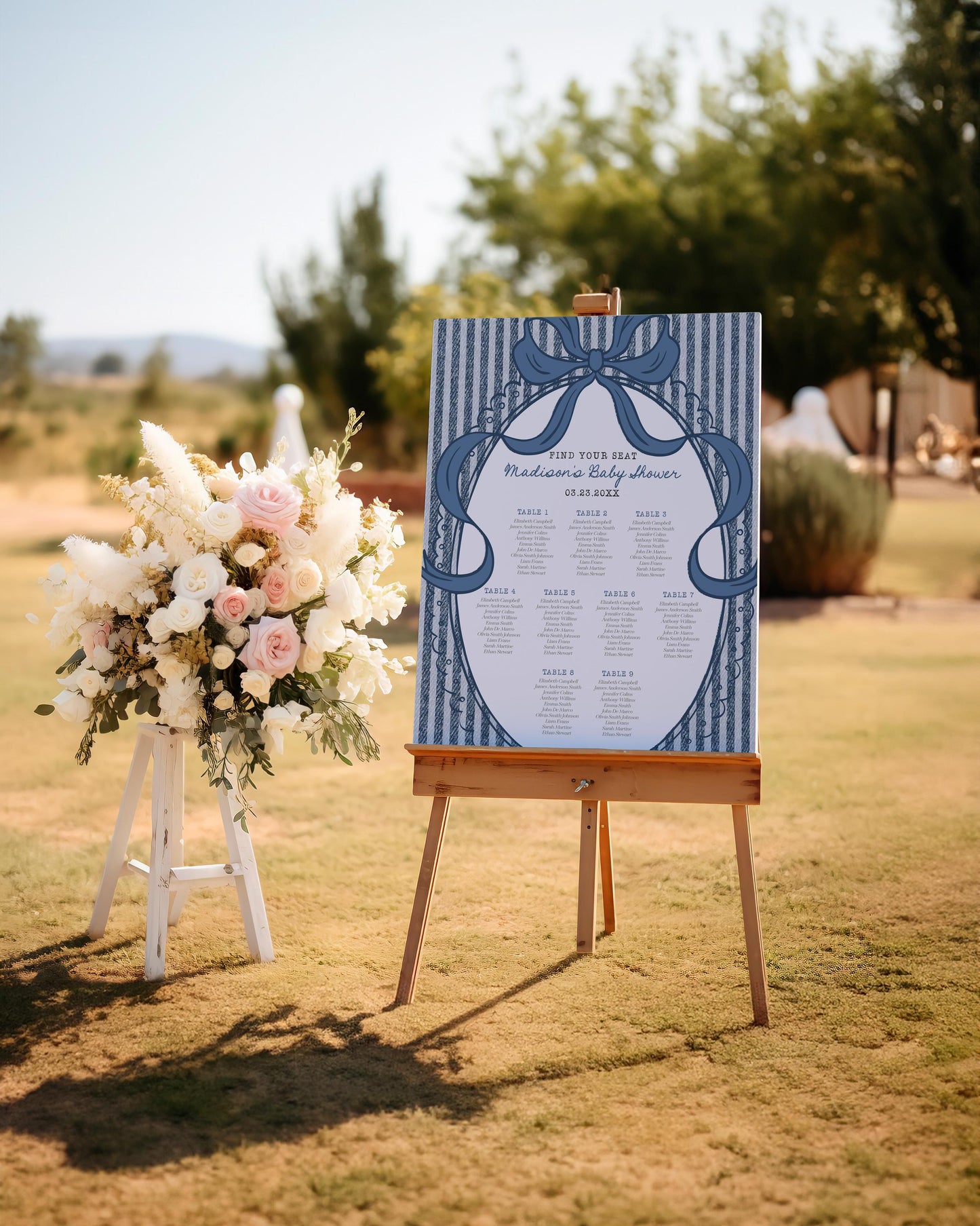 Blue Jean Baby Shower Seating Chart Poster Template, Denim Baby Sprinkle, Americana Brunch with Mom to Be WP1089