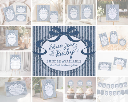 Blue Jean Baby Shower Banner Template, Denim Baby Sprinkle, Americana Brunch with Mom to Be WP1089