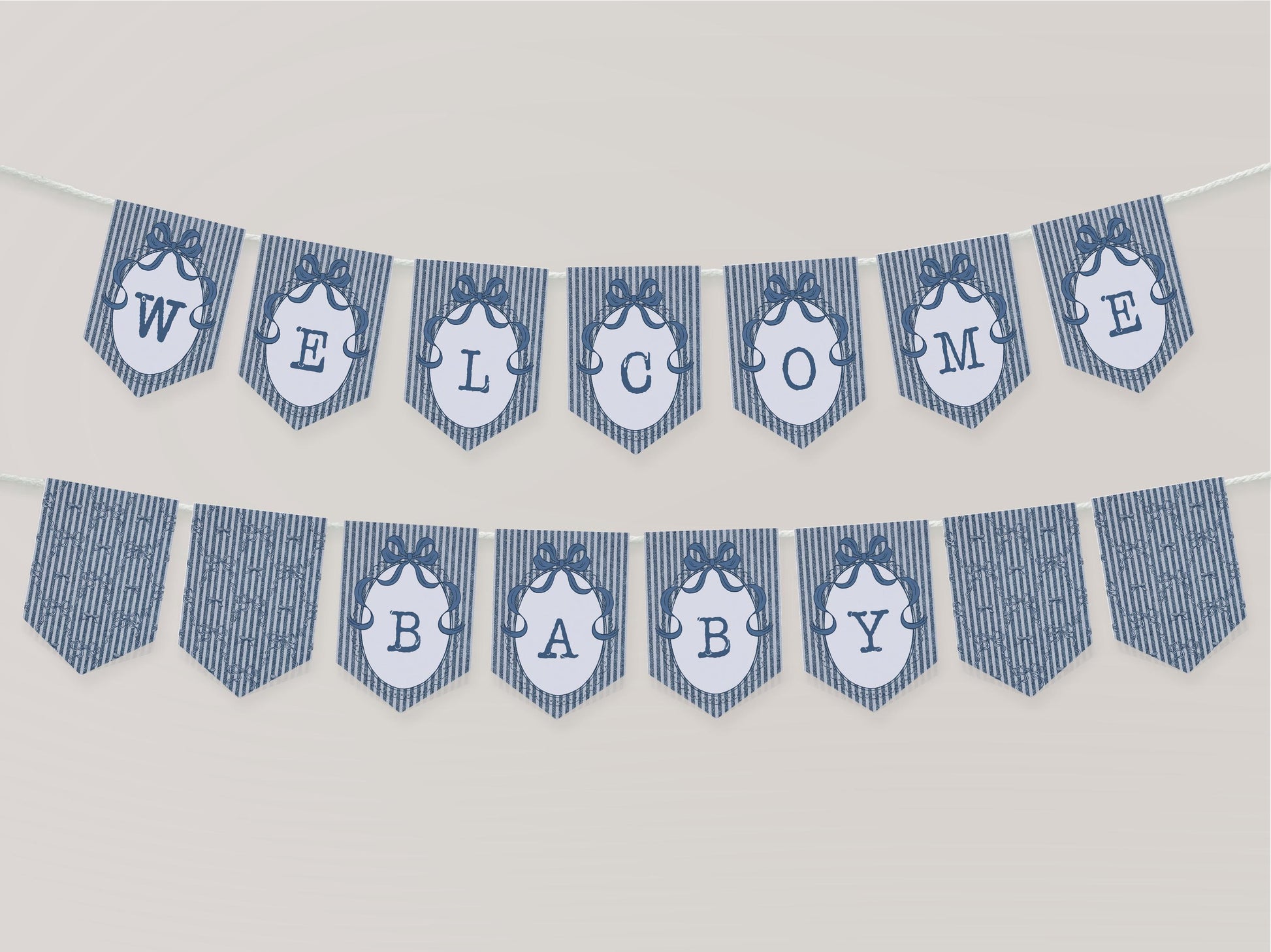Blue Jean Baby Shower Banner Template, Denim Baby Sprinkle, Americana Brunch with Mom to Be WP1089