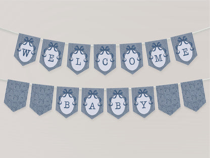 Blue Jean Baby Shower Banner Template, Denim Baby Sprinkle, Americana Brunch with Mom to Be WP1089