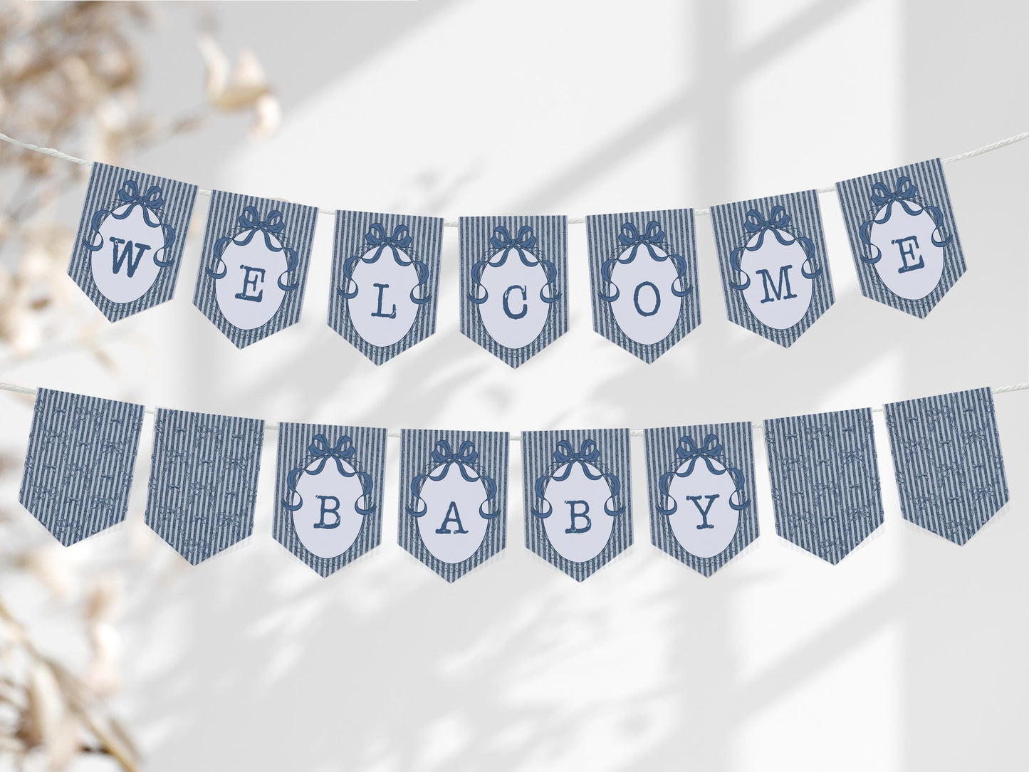 Blue Jean Baby Shower Banner Template, Denim Baby Sprinkle, Americana Brunch with Mom to Be WP1089