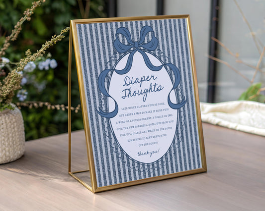Blue Jean Baby Shower Diaper Thoughts Sign Template, Denim Baby Sprinkle, Americana Brunch with Mom to Be WP1089