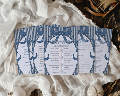 Blue Jean Baby Shower Games Printable Template, Denim Baby Sprinkle, Americana Brunch with Mom to Be WP1089