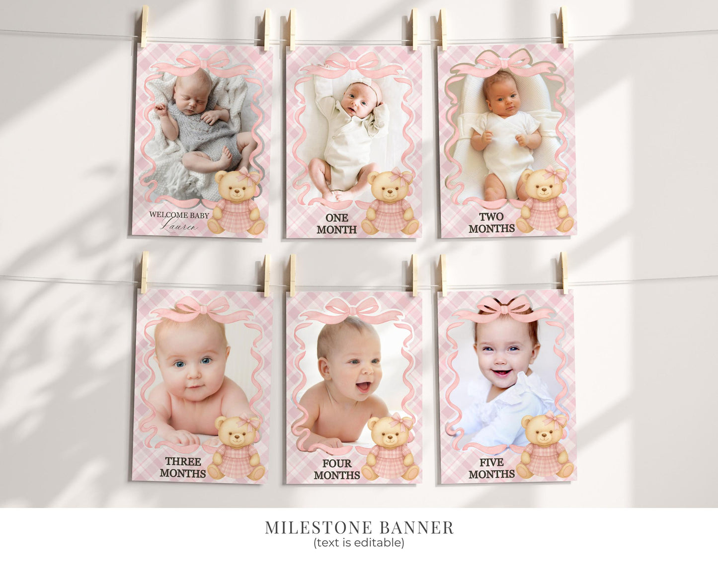 Pink Tartan Plaid Bear 1st Birthday Bundle Template, Beary First Birthday, Old Money Birthday Party, Coquette Bow Party Decorations WP1090