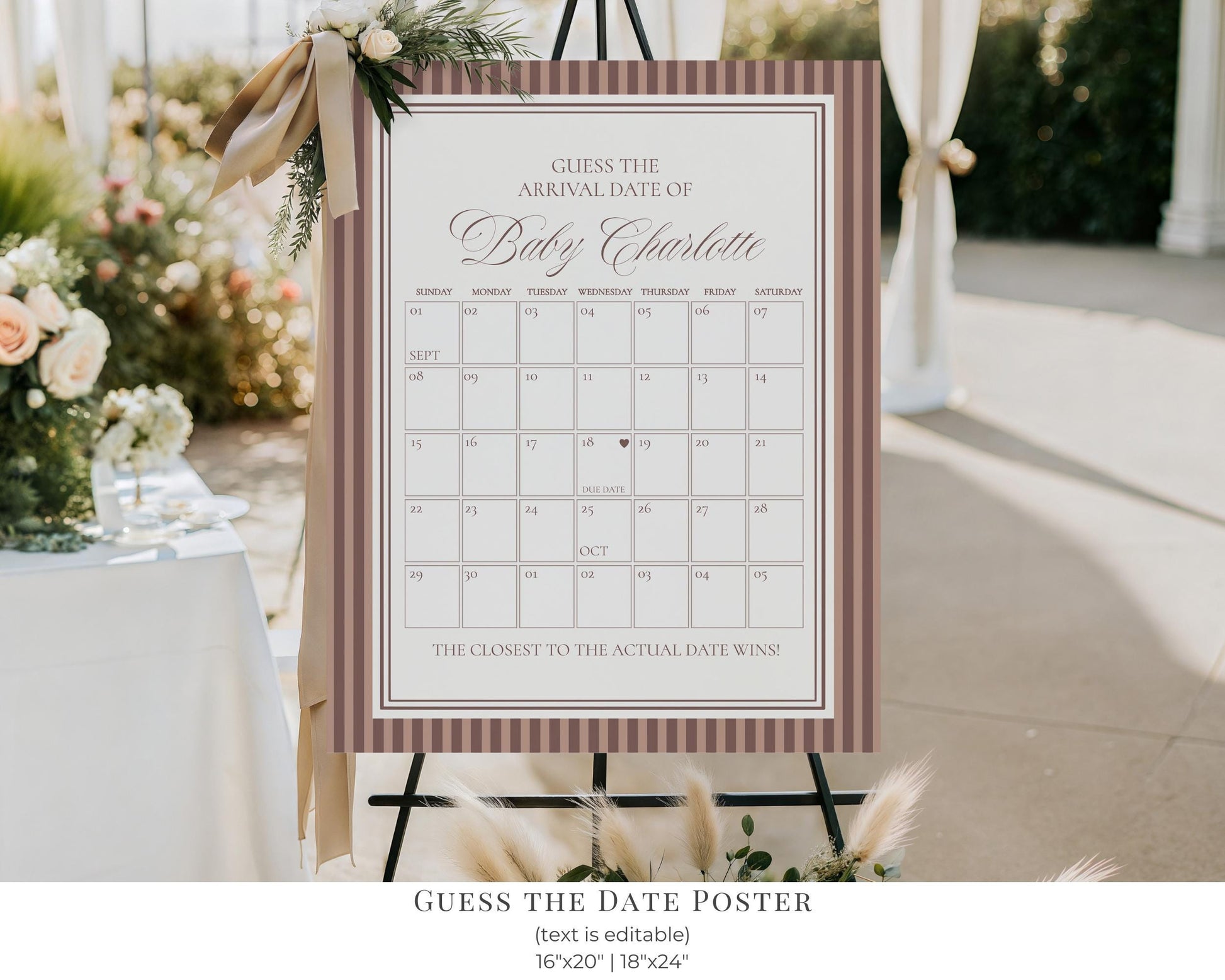 Espresso Martini Striped Baby Shower Bundle Printable Template, Mocha Brown Coffee Baby Sprinkle, Baby is Brewing Brunch with Mom WP1091