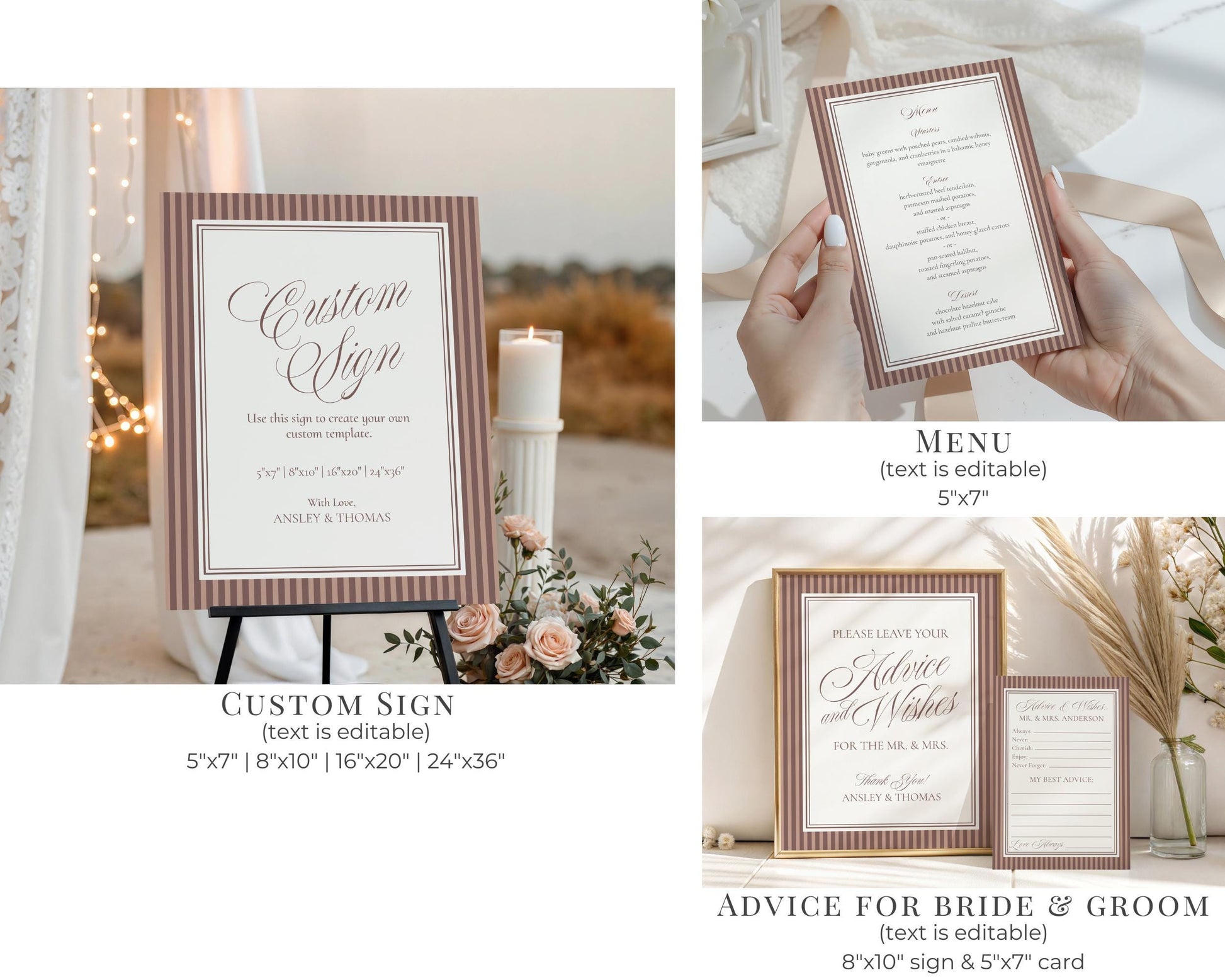 Espresso Martini Striped Bridal Shower Template Bundle, Old Money Love is Brewing Bridal Brunch, Perfect Match Modern Vintage Party WP1091