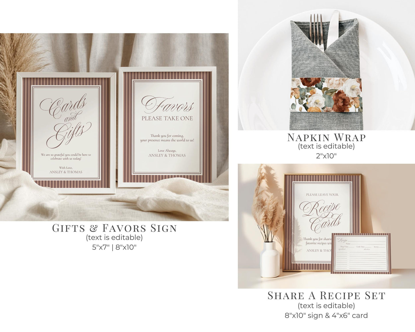Espresso Martini Striped Bridal Shower Template Bundle, Old Money Love is Brewing Bridal Brunch, Perfect Match Modern Vintage Party WP1091