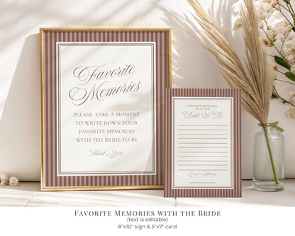 Espresso Martini Striped Bridal Shower Template Bundle, Old Money Love is Brewing Bridal Brunch, Perfect Match Modern Vintage Party WP1091