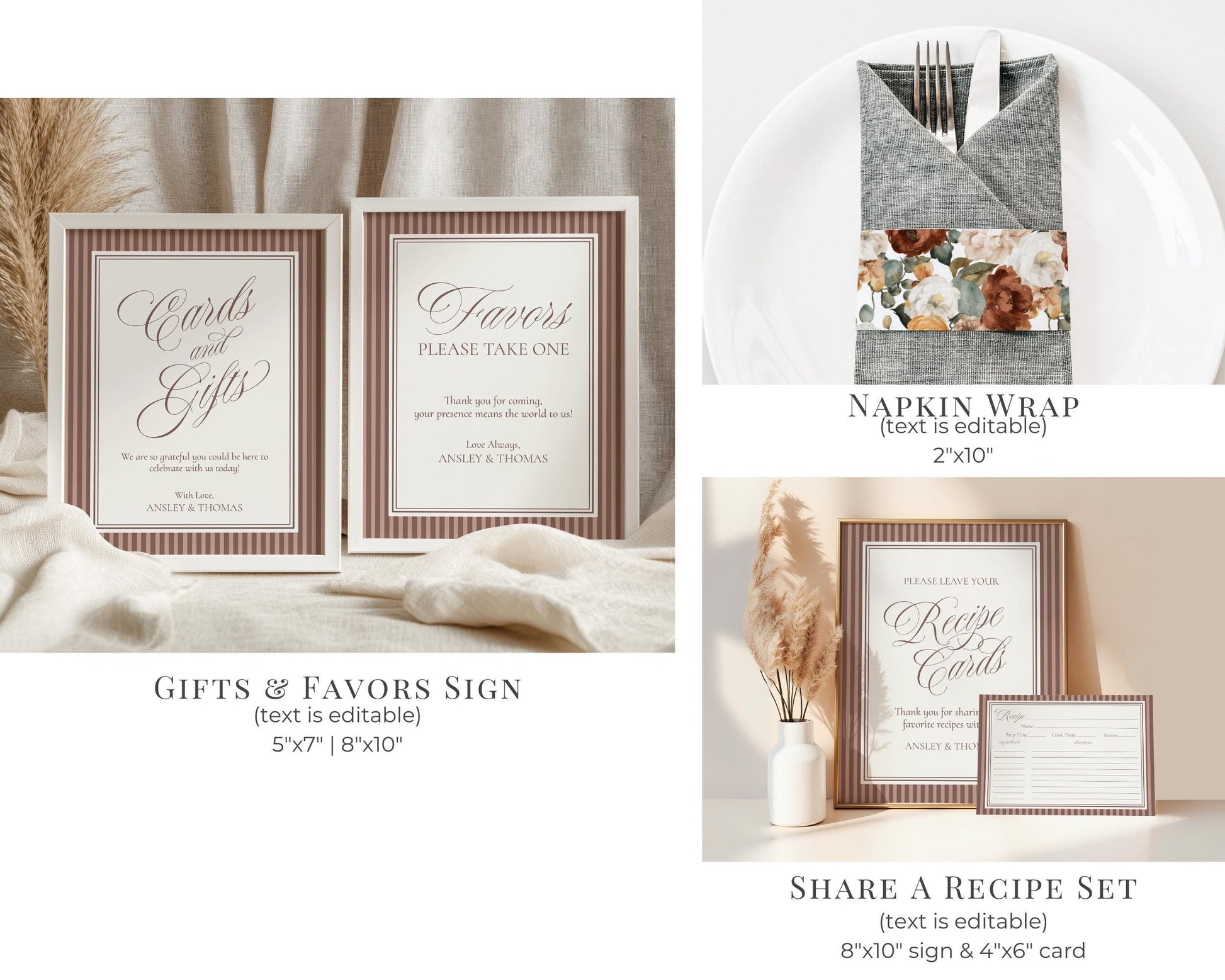 Espresso Martini Striped Rehearsal Dinner Template Bundle, Old Money Love is Brewing Night Before Dinner, Modern Vintage Coffee Cafe WP1091