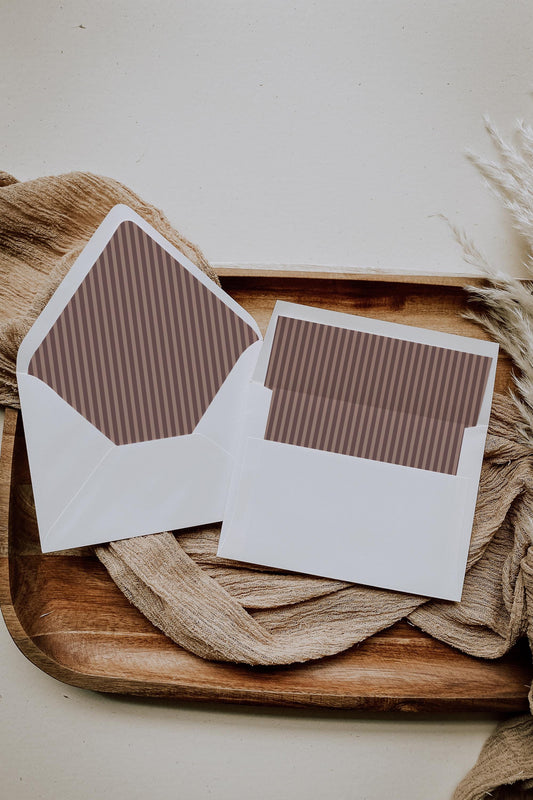 Espresso Striped Envelope Liner Template, Old Money Love Brewing Bridal Shower, Night Before Rehearsal, Modern Vintage Wedding WP1091