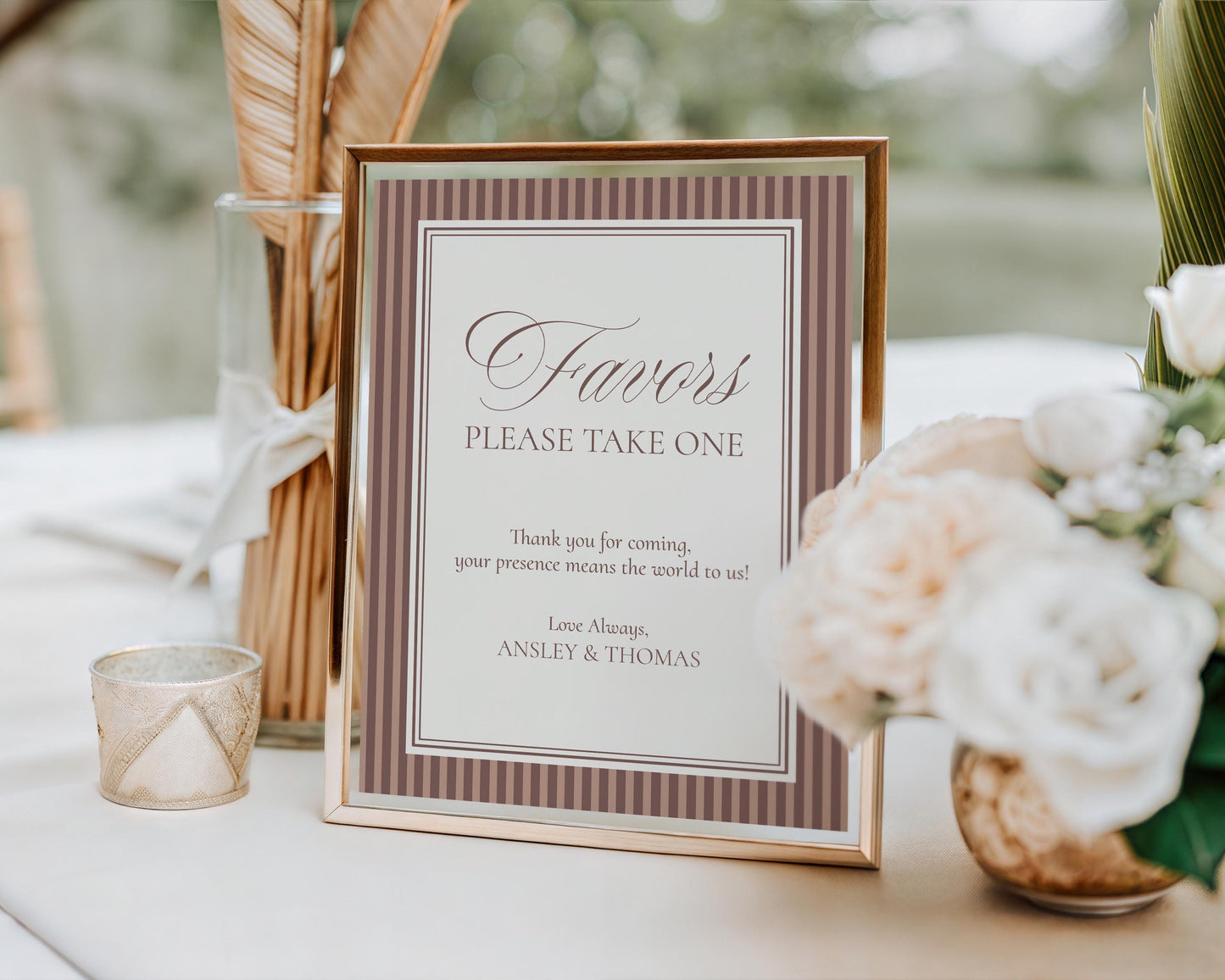 Espresso Striped Cards & Gifts and Favors Sign Template, Old Money Wedding, The Night Before Rehearsal Dinner, Modern Vintage Shower WP1091
