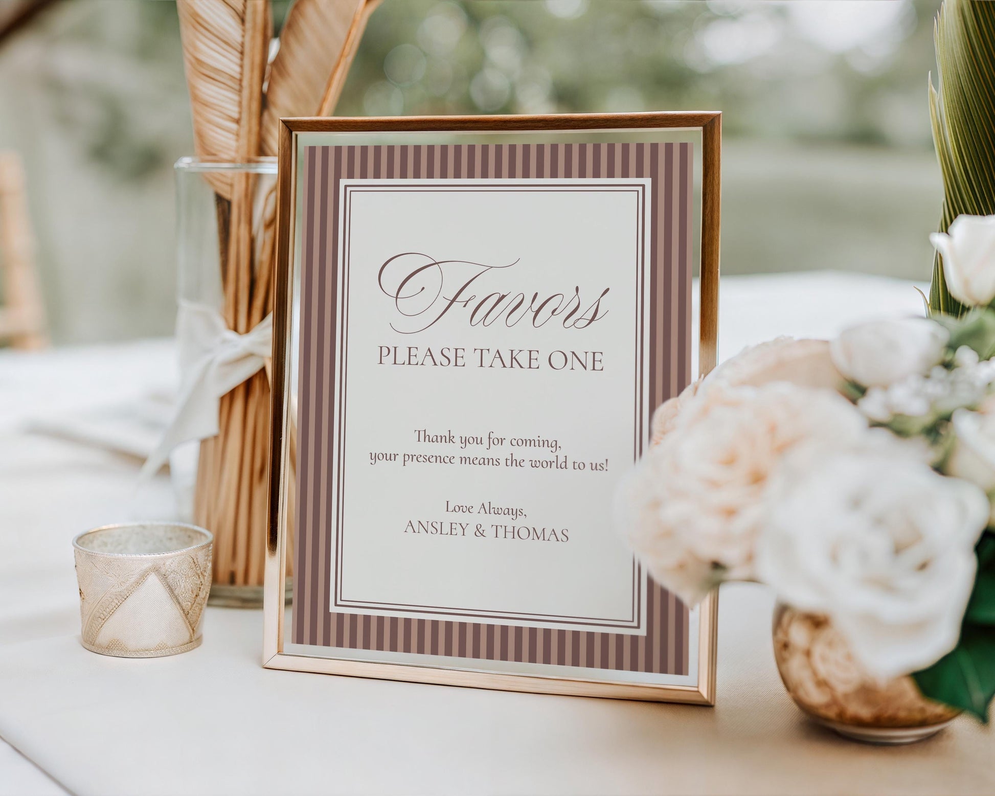 Espresso Striped Cards & Gifts and Favors Sign Template, Old Money Wedding, The Night Before Rehearsal Dinner, Modern Vintage Shower WP1091