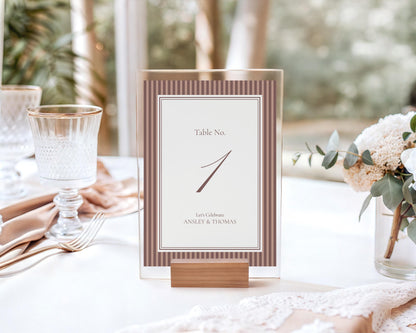Espresso Martini Striped Table Numbers Template, Old Money Bridal Shower, The Night Before Rehearsal Dinner, Modern Vintage Wedding WP1091