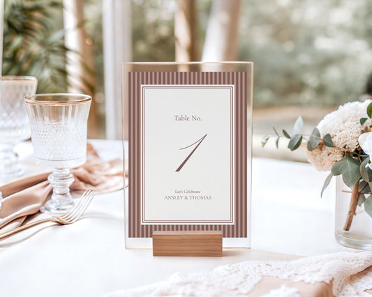 Espresso Martini Striped Table Numbers Template, Old Money Bridal Shower, The Night Before Rehearsal Dinner, Modern Vintage Wedding WP1091