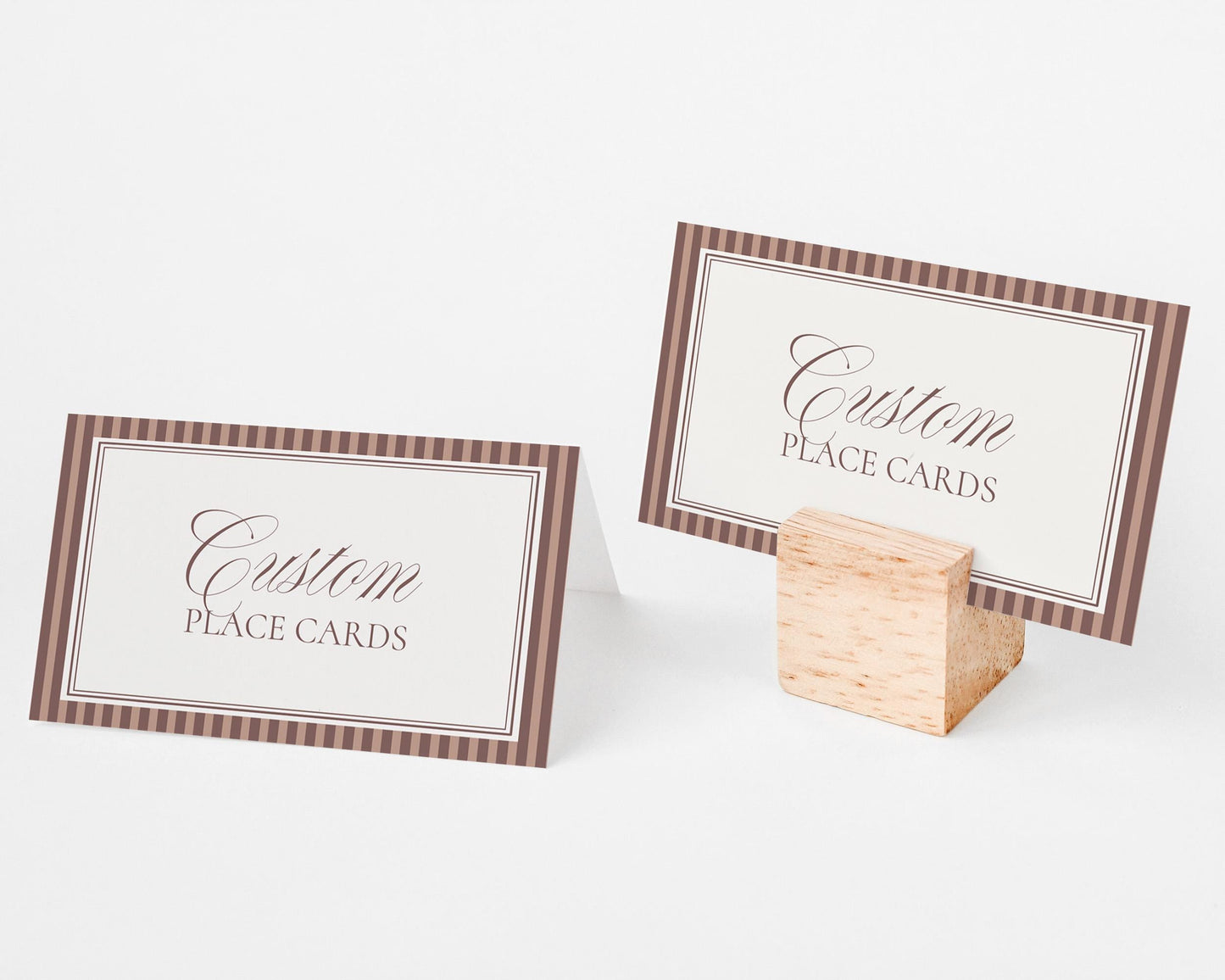 Espresso Martini Striped Place Cards Template, Old Money Brewing Bridal Shower, Night Before Rehearsal Dinner, Modern Vintage Wedding WP1091