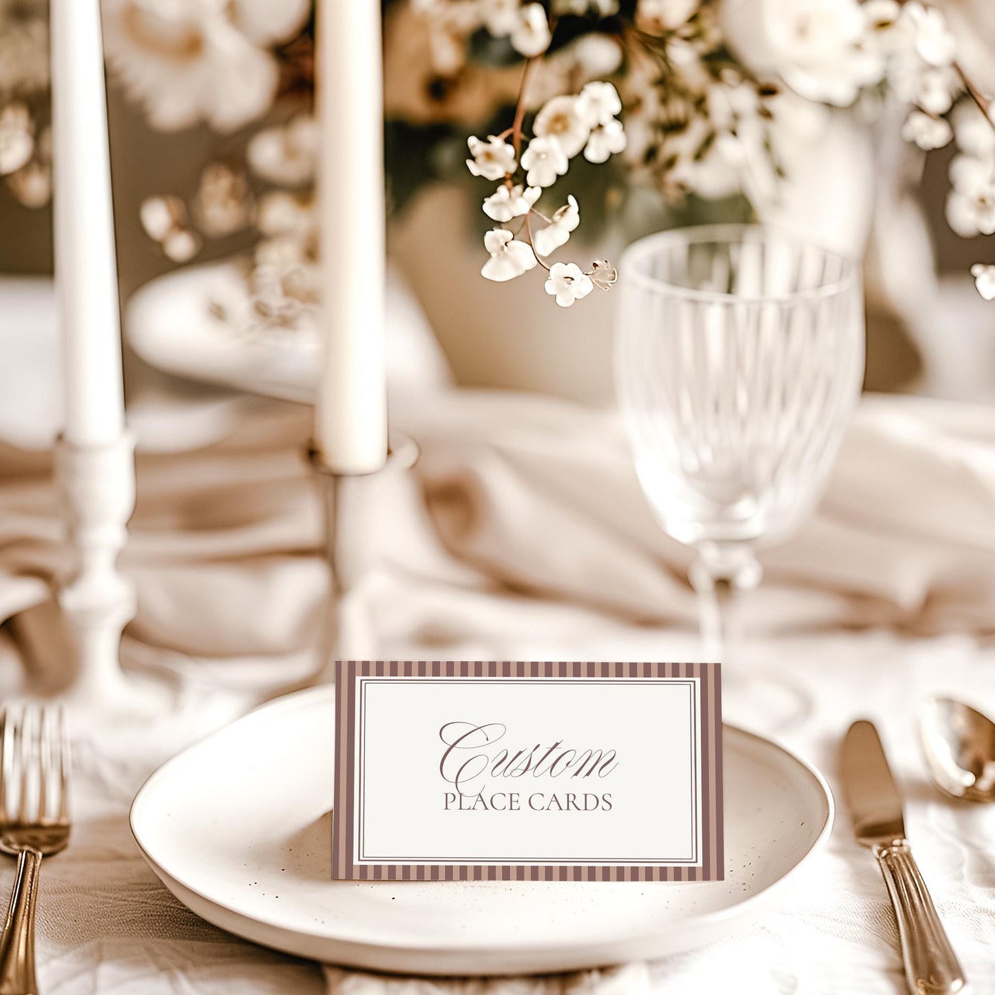 Espresso Martini Striped Place Cards Template, Old Money Brewing Bridal Shower, Night Before Rehearsal Dinner, Modern Vintage Wedding WP1091