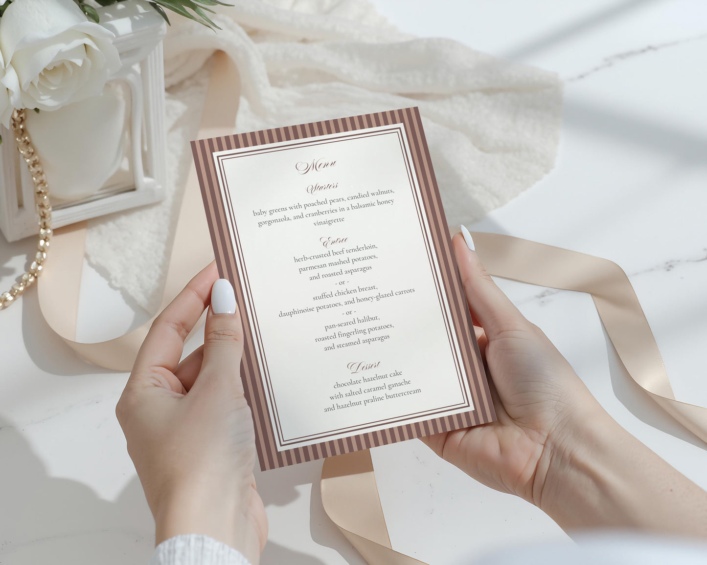 Espresso Martini Striped Menu Template, Old Money Love Brewing Bridal Shower, Night Before Rehearsal Dinner, Modern Vintage Wedding WP1091