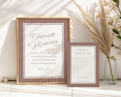 Espresso Martini Striped Favorite Memories with Bride Template, Old Money Love is Brewing Bridal Shower, Modern Vintage Brunch Bride WP1091