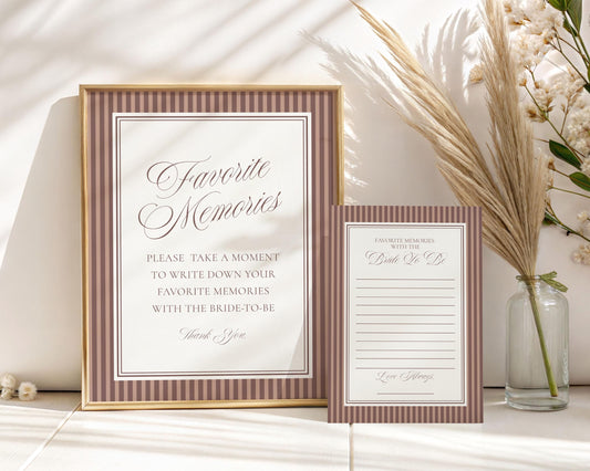 Espresso Martini Striped Favorite Memories with Bride Template, Old Money Love is Brewing Bridal Shower, Modern Vintage Brunch Bride WP1091