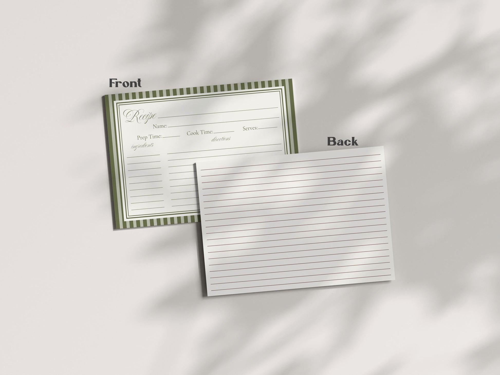 Martini Striped Recipe Card Bridal Shower Template, Olive Green Old Money Tini Bit Closer Bridal Brunch, Modern Vintage Rehearsal WP1092