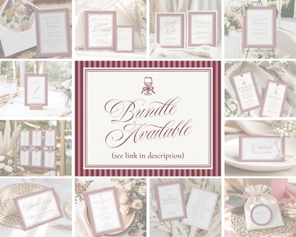 Wine Striped Baby Shower Games Template, Burgundy Theme Baby Sprinkle, Sip Sip Hooray Brunch with Mom to Be WP1093