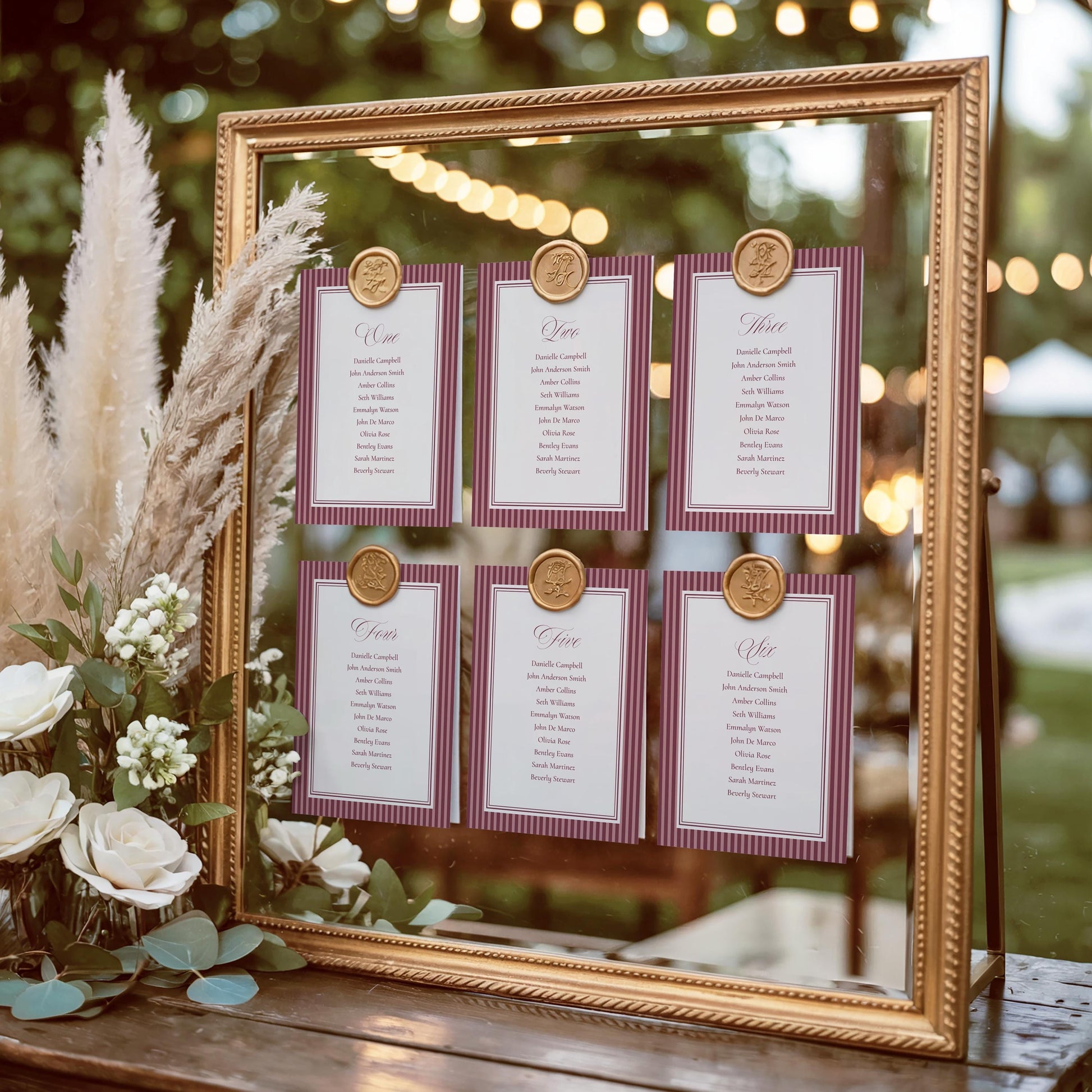 Wine Striped Seating Chart Cards Template, Old Money Bridal Shower, Burgundy Wedding, Modern Vintage Night Before Rehearsal Dinner WP1093