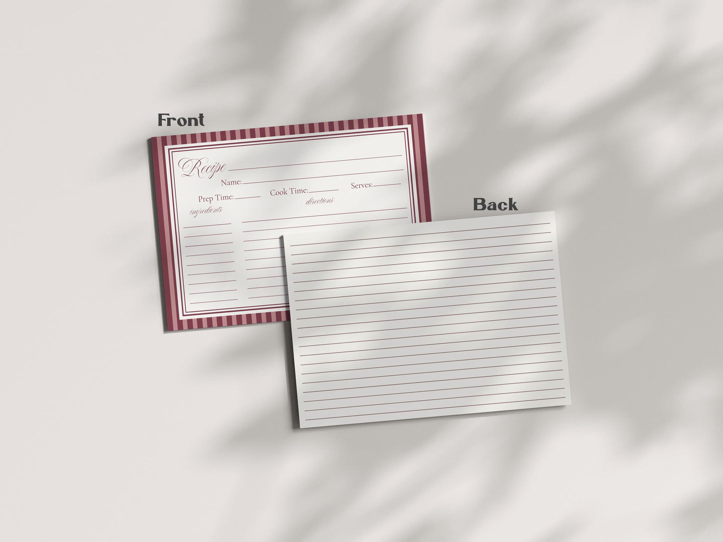 Wine Striped Recipe Card Bridal Shower Template, Burgundy Old Money Vino Before Vows Bridal Brunch, Modern Vintage Brunch with Bride WP1093